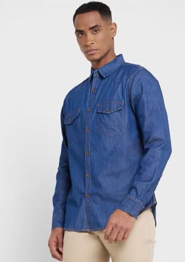 Chemise décontractée opaque bleue pour homme Thomas Scott Smart Slim Fit Thomas Scott