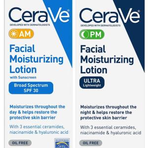 Lotion hydratante pour le visage CeraVe 3 Fl Oz (paquet de 2) Bundle AM/PM (l'emballage peut varier)