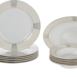 Royalford Premium Service de table en porcelaine, 26 pièces, blanc