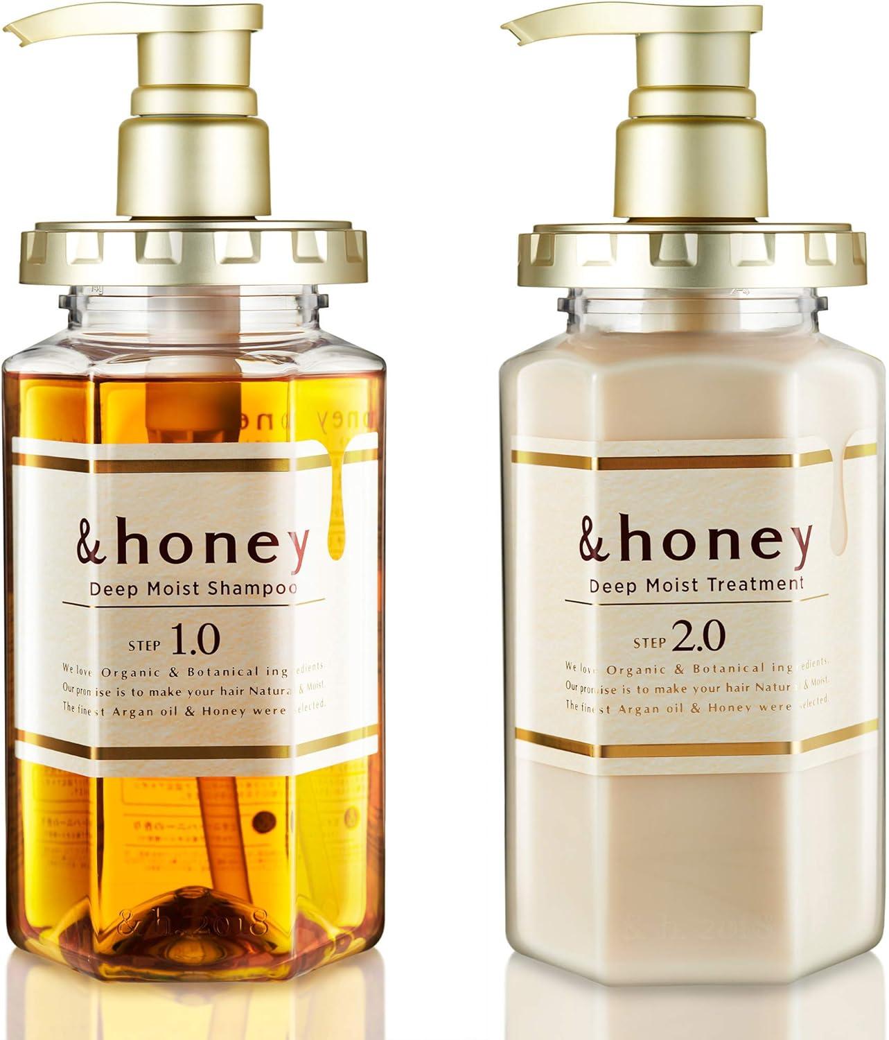 &Honey Ensemble shampoing et après-shampooing - Soin biologique des cheveux et du cuir chevelu pour un nettoyage et une hydratation intenses - Lavage et protection hydratants - Idéal pour les cheveux lisses, bouclés, bouclés, crépus, traités, col