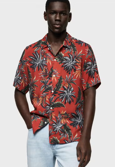 L'homme à la mangue Chemise coupe standard à imprimé hawaïen