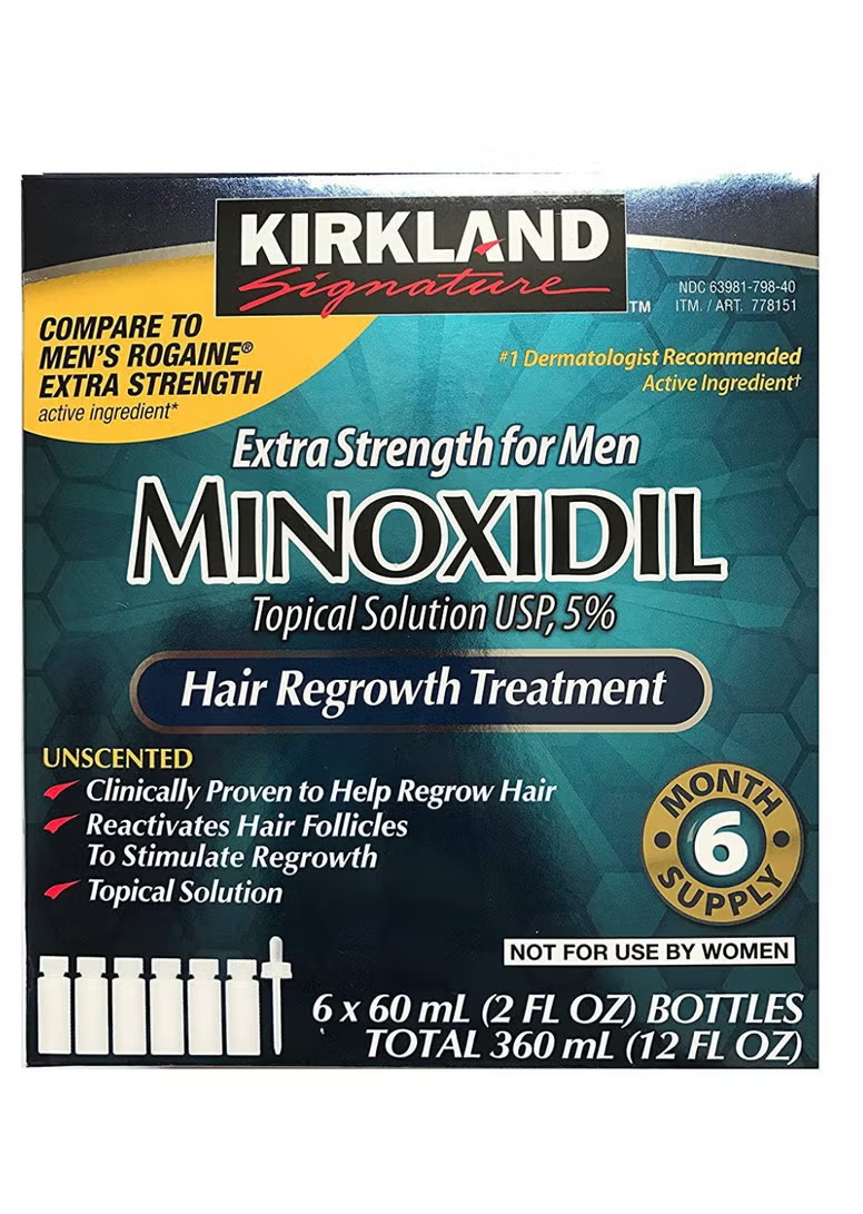 Kirkland-Signature Pack De 6 Flacons Minoxidil 5% Extra Fort Repousse Cheveux 60 ml