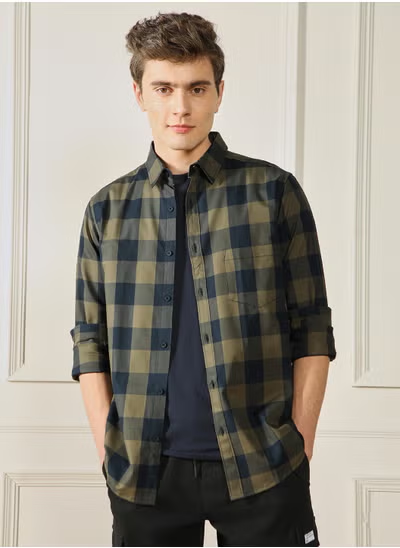 Chemise décontractée en pur coton à carreaux tartan coupe slim Dennis Lingo