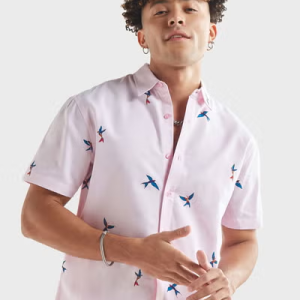 Chemise coupe décontractée à imprimé oiseau FAV