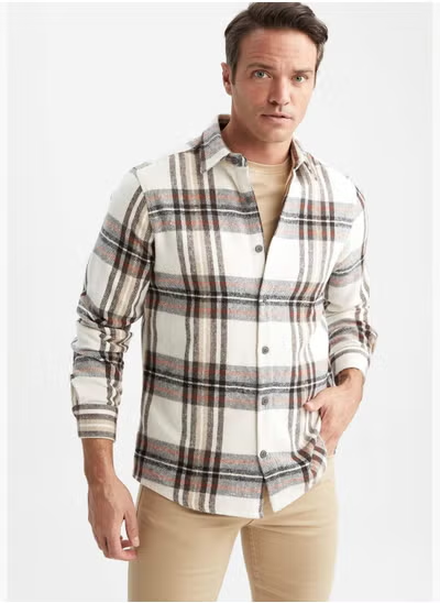 Chemise à manches longues tissée à col polo pour homme DeFacto