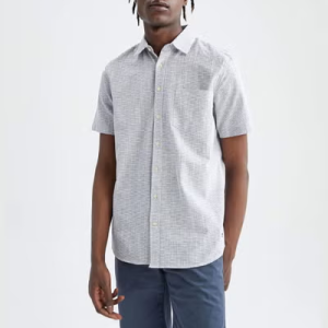 Chemise à manches courtes tissée à col polo pour homme DeFacto