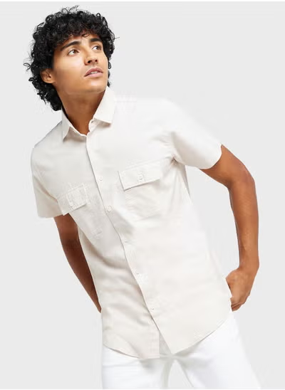 Chemise décontractée classique en pur coton opaque pour homme Soixante-quinze