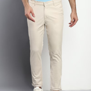 Pantalon chino en coton à coupe fuselée de couleur crème pour homme Dennis Lingo