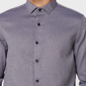 Chemise formelle durable et facile d'entretien pour homme, grise et noire, à motif auto-design Robert Wood