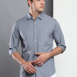 Chemise décontractée unie à coupe slim grise pour homme Dennis Lingo