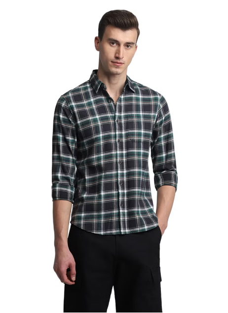 Chemise décontractée classique en pur coton à carreaux tartan coupe slim Dennis Lingo