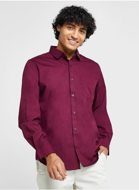 Chemise décontractée bordeaux pour homme Soixante-quinze