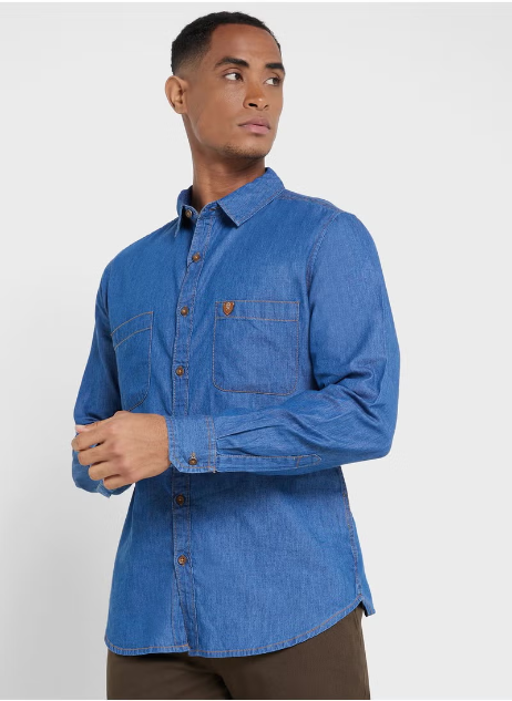 Chemise décontractée opaque bleue pour homme Thomas Scott Smart Slim Fit Thomas Scott