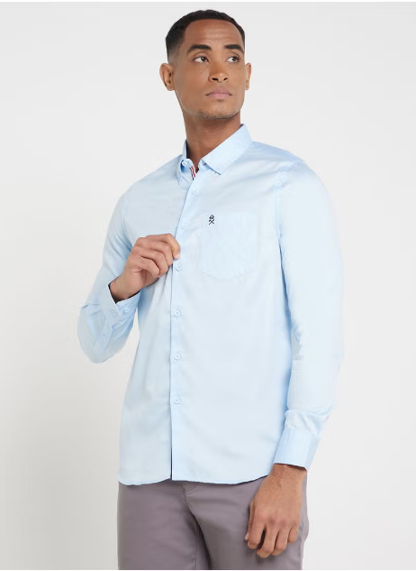 Chemise décontractée en coton bleu coupe standard pour homme Thomas Scott Thomas Scott