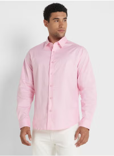 Chemise en popeline extensible à manches longues Robert Wood