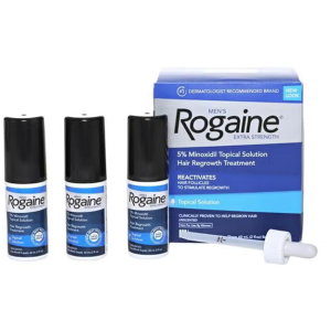 Rogaine Ensemble de solutions de repousse des cheveux extra-fortes 3 pièces, transparent 3x60 ml